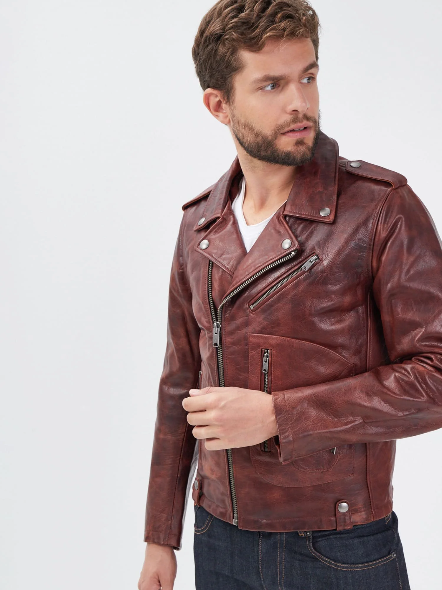 Redford R-03 - Leather biker jacket — D73 USA